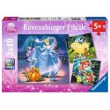 Puzzle Ravensburger de 3x49 piezas. Blancanieves, Cenicienta, La sirenita.