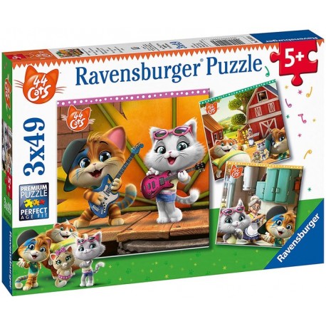 Puzzle Ravensburger de 3x49 piezas.¡Bienvenido a los 44 gatos!