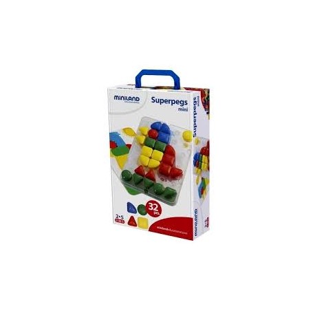 Superpegs. Maletín con Placa + 4 Modelos de Cartón + 32 Pinchos Gigantes 2 a 5 Años