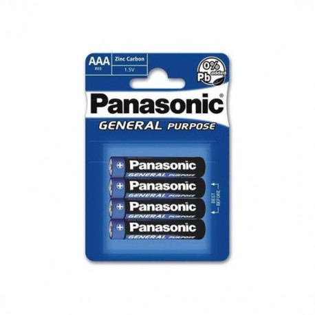 PILA ZINC AAA R03B 4 UNIDADES GENERAL PURPOSE AZUL PANASONIC Blister 4 pilas Zinc AAA R03B General Purpose Azul Panasonic