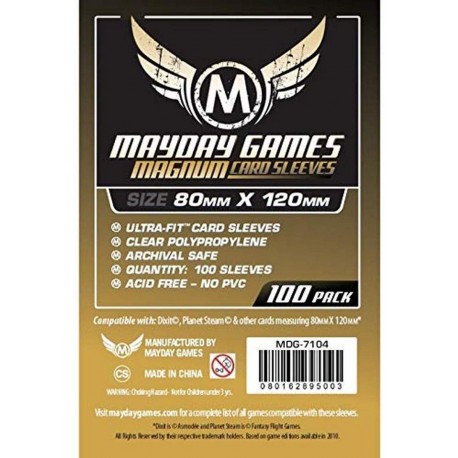 Fundas de cartas MAYDAY GAMES. Magnun  Gold 100 unidades (80mm X 120mm)
