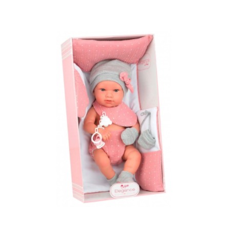 MUÑECA BEBE ELEGANCE 40CM DAFNE ROSA C/COJIN Y MUÑECO