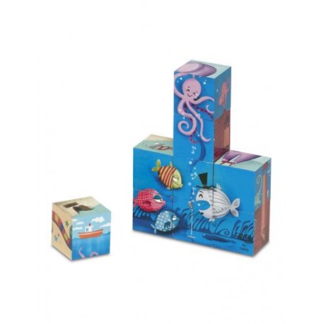 Cubos Rompecabezas madera 9pz