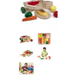 Set alimentos de madera para cortar