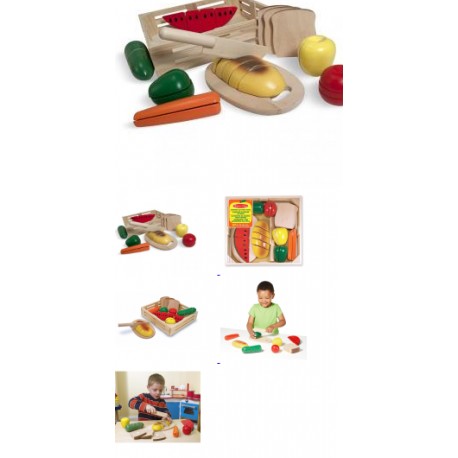 Set alimentos de madera para cortar