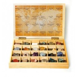 Caja de madera Colección de Minerales del Mundo (24 uds.)