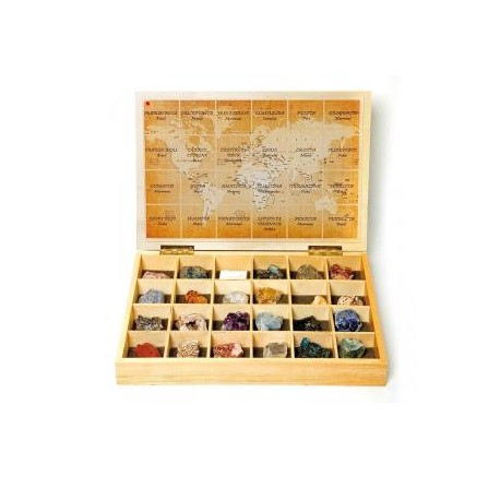 Caja de madera Colección de Minerales del Mundo (24 uds.)