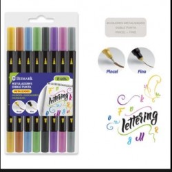 SET 8 ROTULADORES DOBLE PUNTA METALIZADO LETTERING