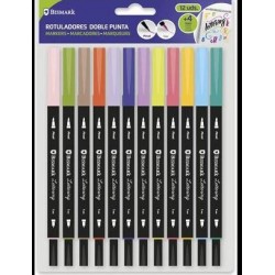 Blister 12 Rotuladores Lettering doble punta Bismark 330114