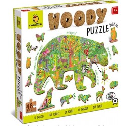 Ludattica Puzzles: Woody Puzzel Bosque 25x35cm, 48 piezas, 12 figuras de madera, 5+