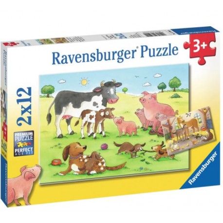 Puzle Ravensburger 2x12. Familias de animales