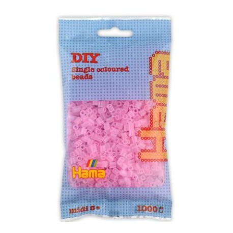 Hama Midi bolsa 1000 perlas rosa translúcido