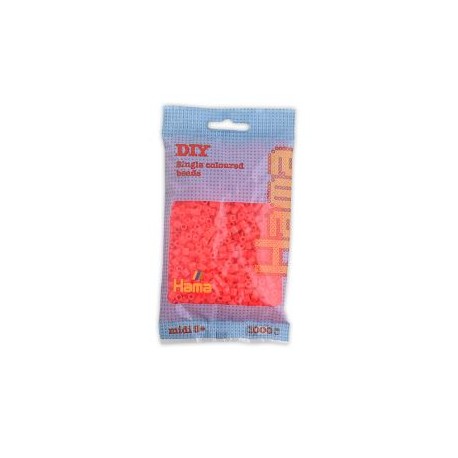 Hama Midi bolsa 1000 perlas Rojo neón