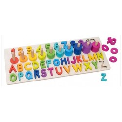 Puzzle alfanumérico de madera resistente, 91 piezas, números del 0 al 10, letras de la A a la Z
