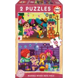 Puzzle Educa madera 2x 16 Mascotas