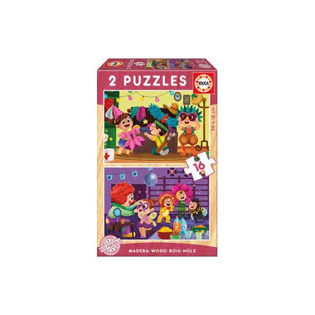 Puzzle Educa madera 2x 16 Mascotas