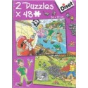 Puzzle Diset de 2 x 48 piezas Peter Pan y el flautista de Hamelin
